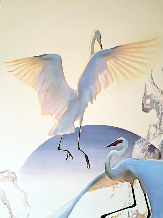 CRANES OVER THE STREAM
