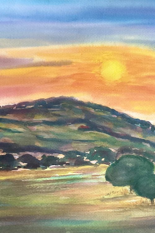 Duncliffe hill Sunset, Dorset by Samantha Adams