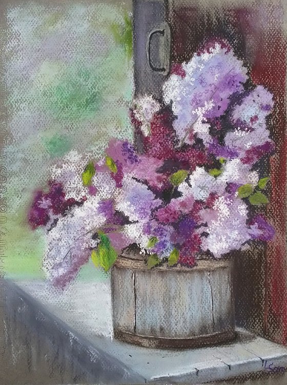 A lavish bouquet of lilacs