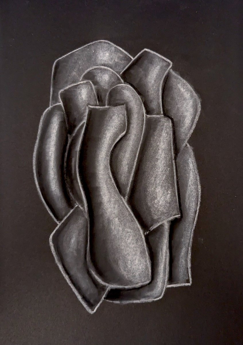 Geometric Abstract Pastel Drawing By Massimo Castronuovo, 8 X 11", Shadow, Original Artwork