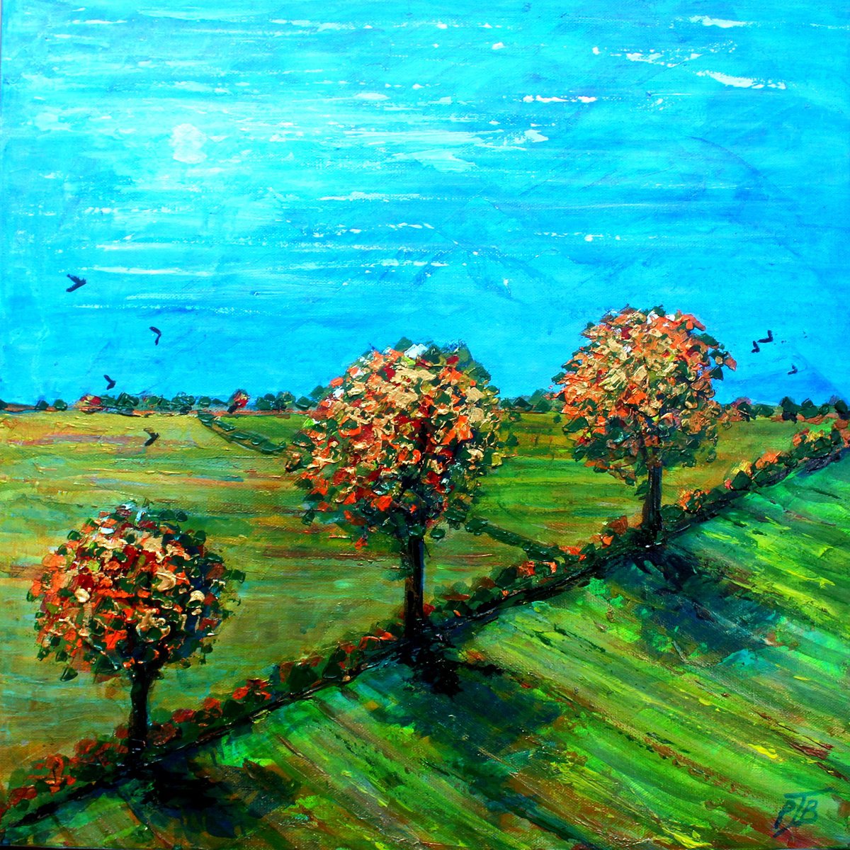  Autumn Fields Ii By Paul J Best, 20 X 20, Artwork For Sale On Artfinder