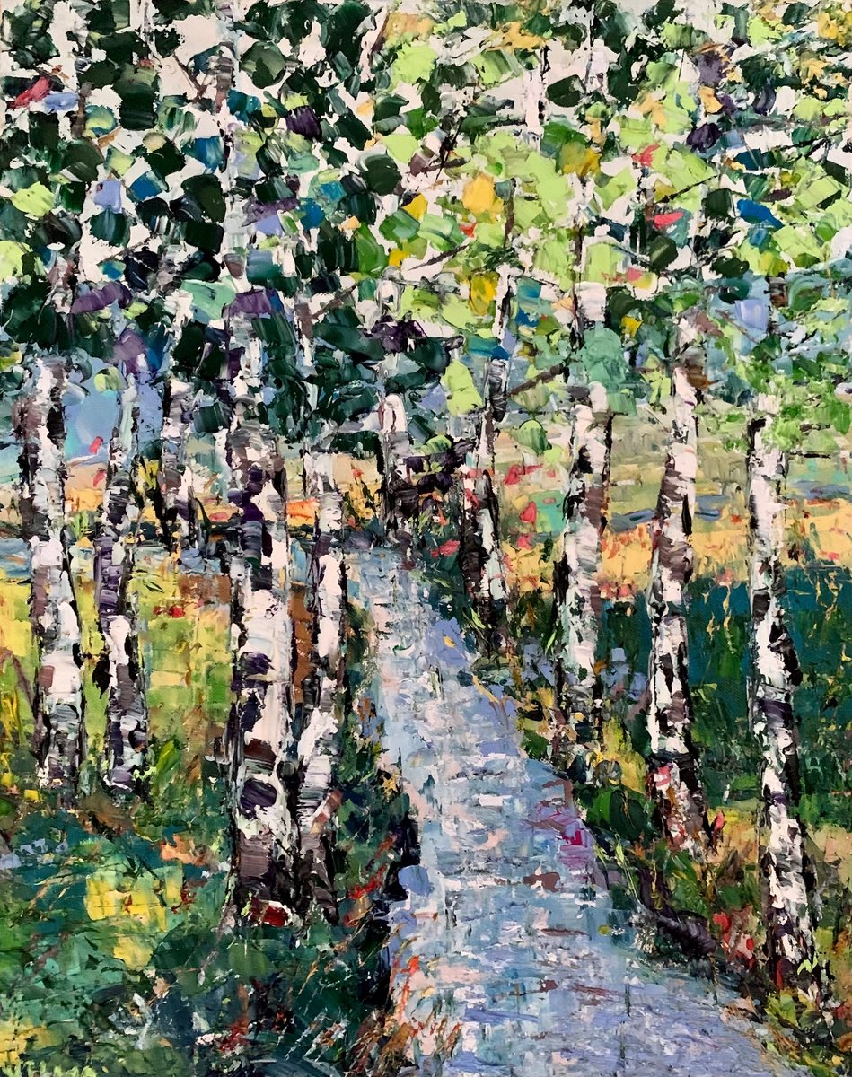 Birch trees by the river by Vilma Gataveckien?