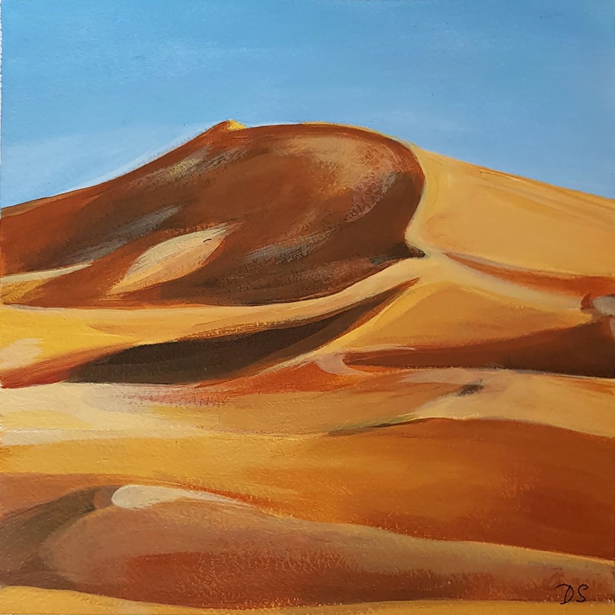 Impressionistic Landscape Acrylic Painting By Daria Startseva, 8 X 8, Sand Dunes, Original Artwork