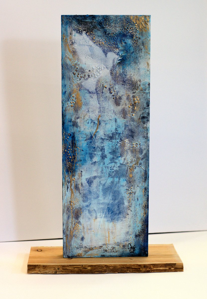 Blue Wishes - Abstract acrylic sculptural painting by Edelgard Schroer