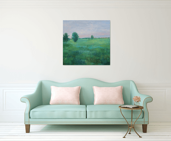 Twilight time. Green field