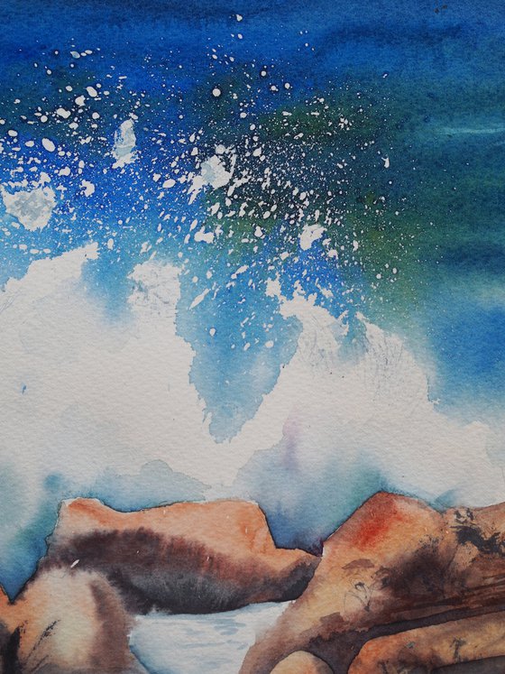 Wave - original seascape watercolor