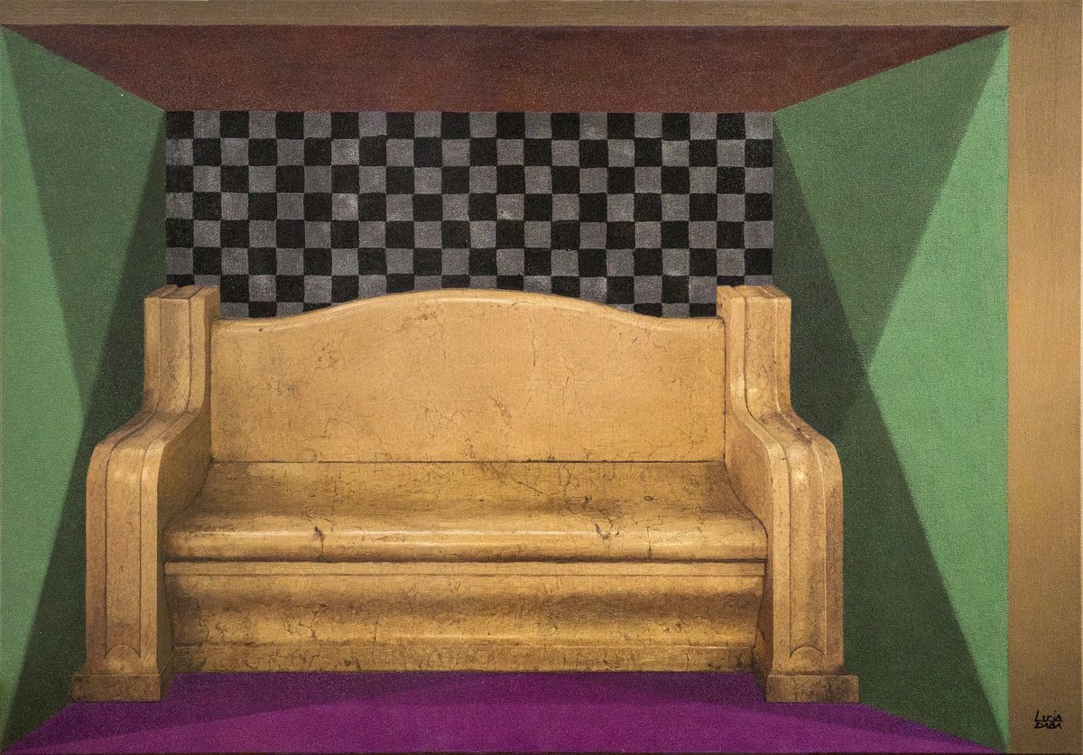 Surrealistic Cityscapes Acrylic Painting By Lucia Dibi, 39 X 28", Sala D