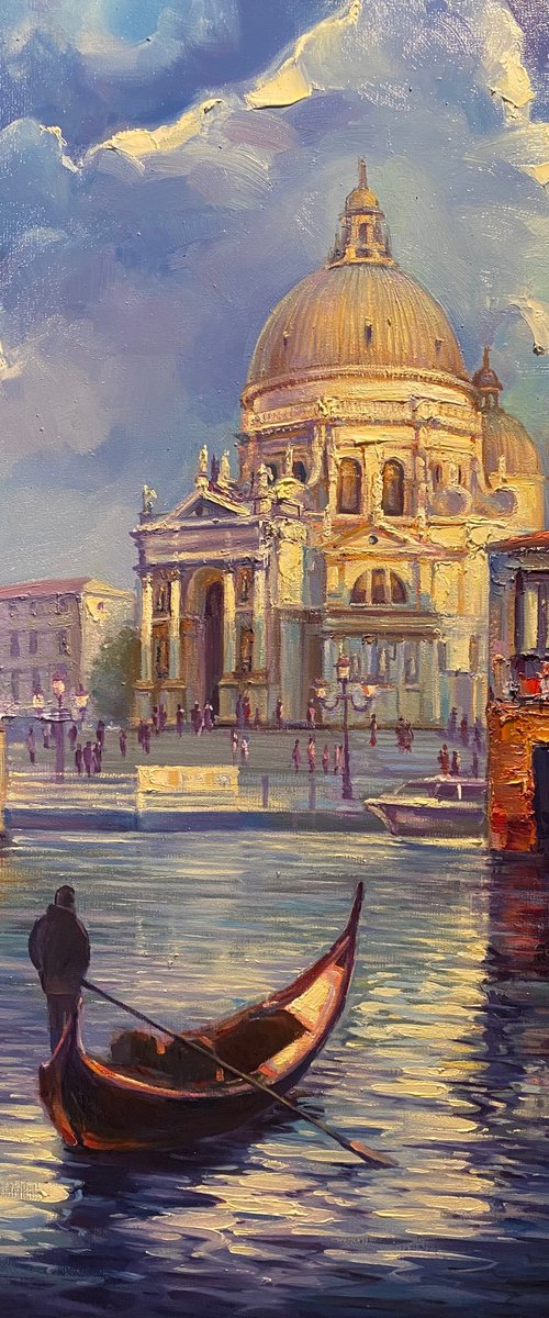 “Venice in Blue Hues” original oil painting by Artem Grunyka
