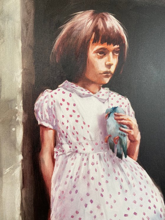 Girl with a dead bird.