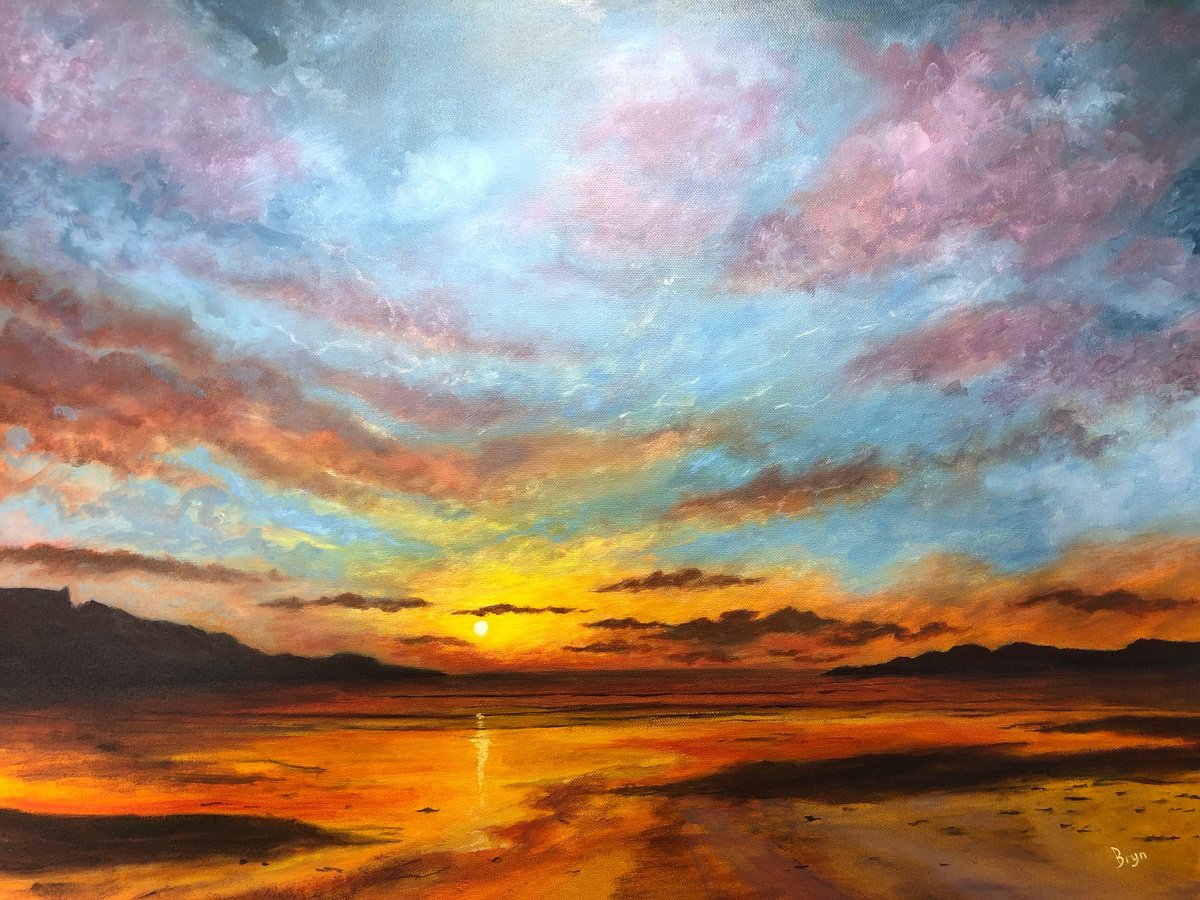 Sunset at Trearddur 1 - Acrylic 2023 by Bryn Humphreys