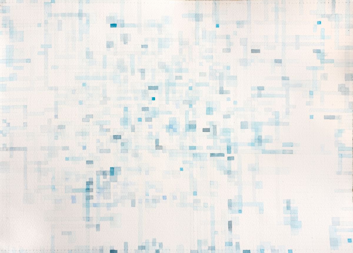 Geometric Abstract Watercolour By Anna Jannack, 20 X 14, Pool V, Original Artwork