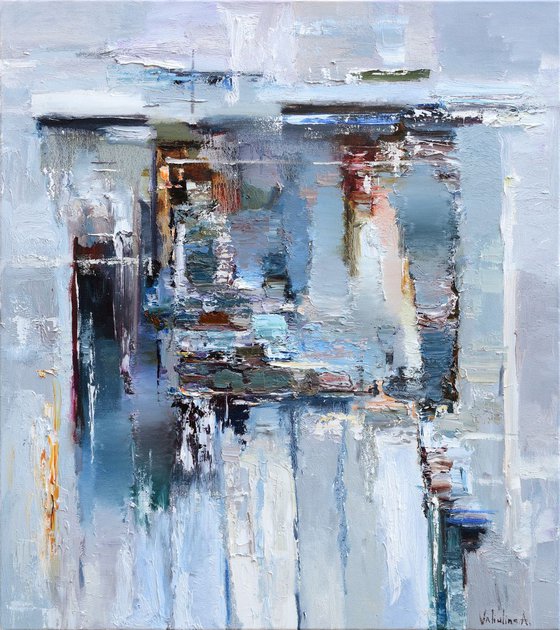 Gray Abstract Painting - 80 x 90 cm