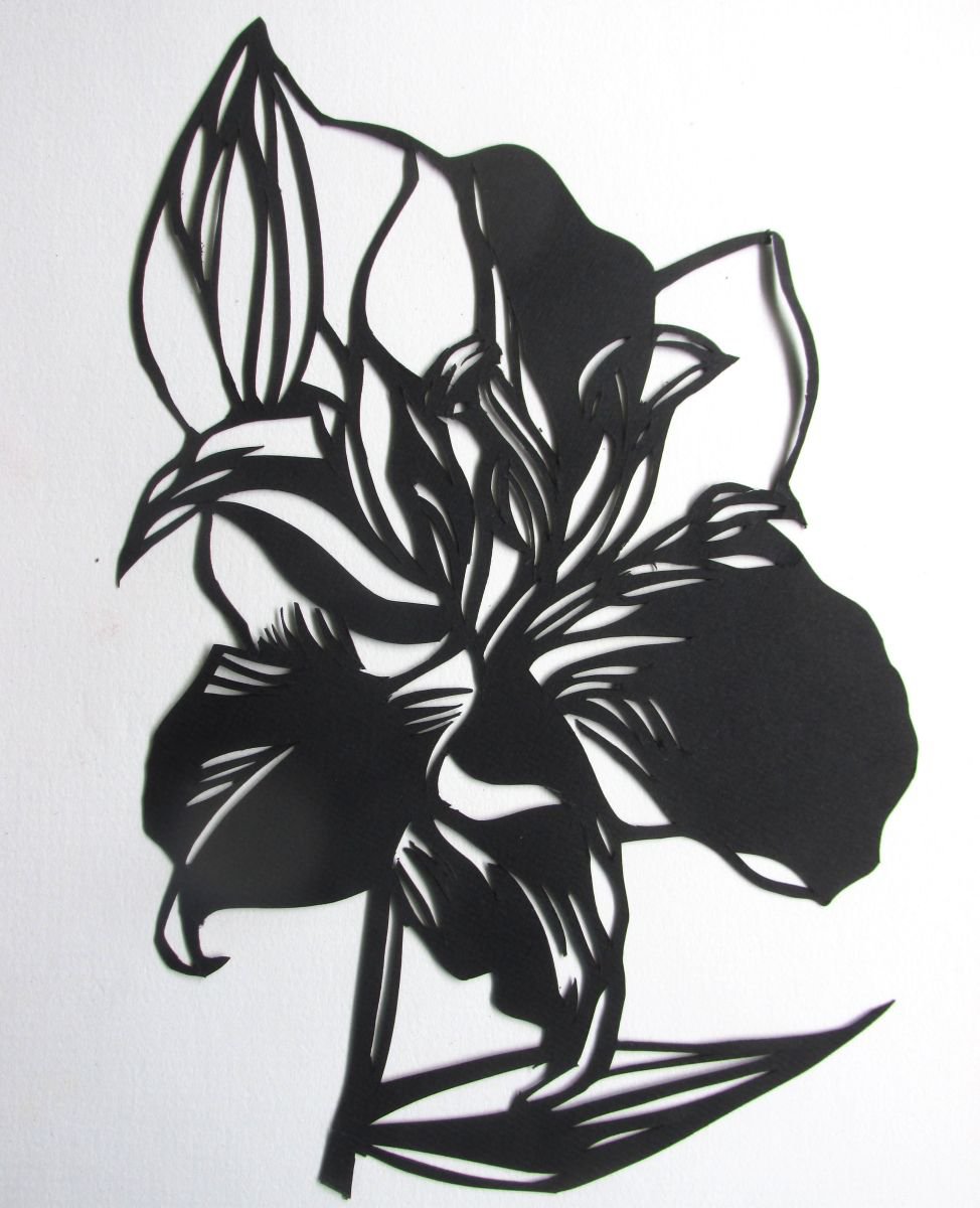 Botanical Collage By Alfred Ng, 9 X 9, Papercut Lily, Original Artwork