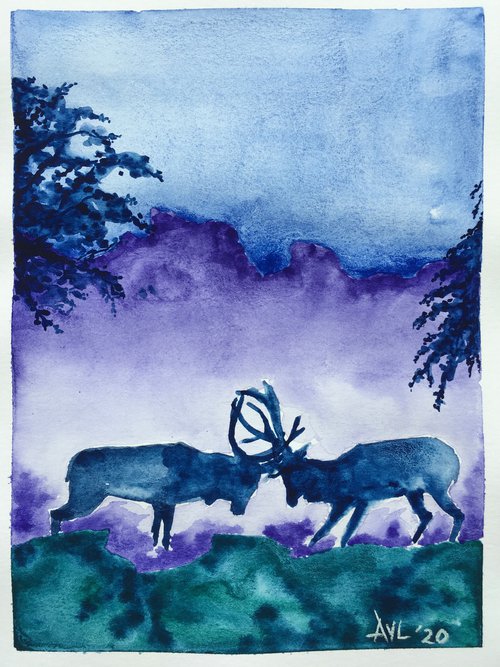 Rutting stags by Abigail Long