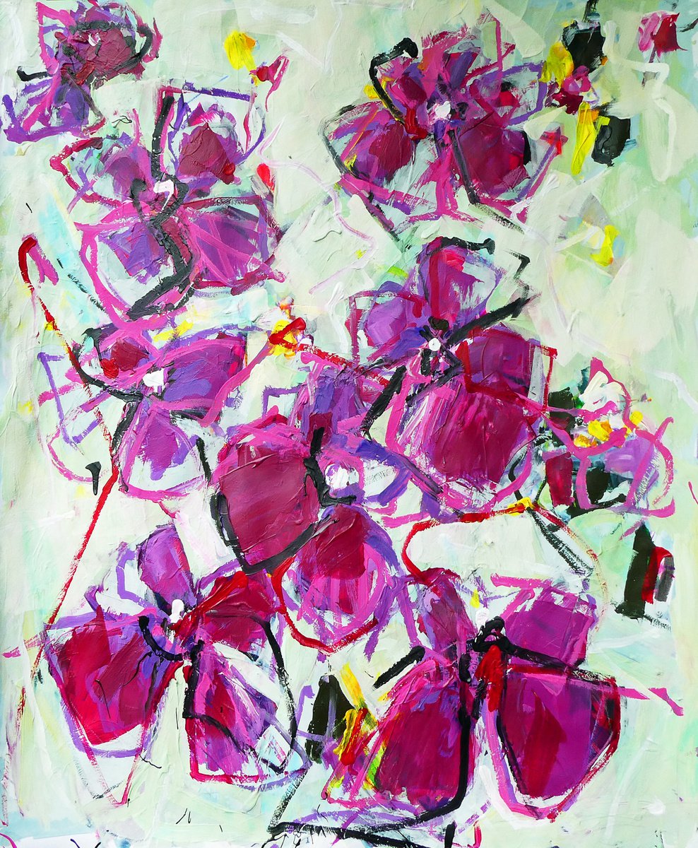 Purple Geraniums by Irene Wilkes