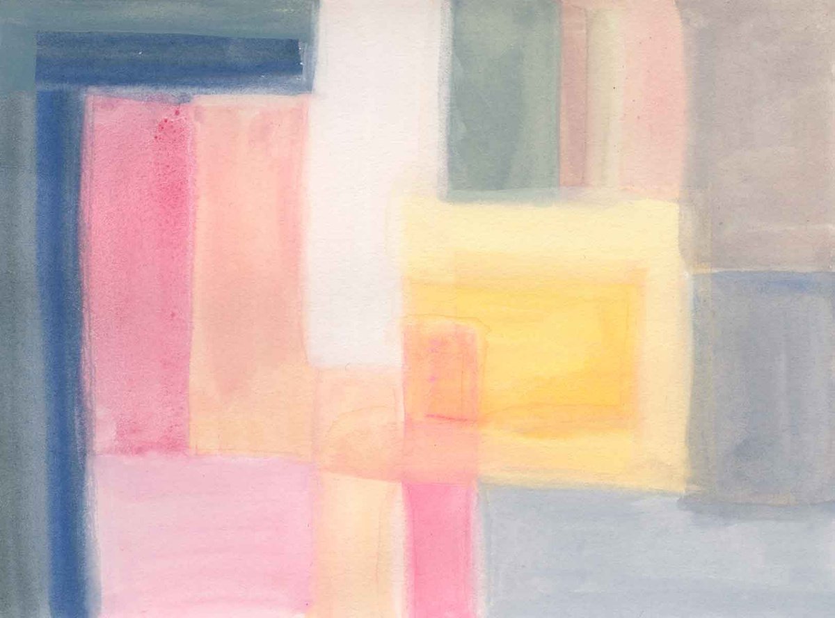 Abstract Rectangles - Pink Yellow Grey by Catherine Winget