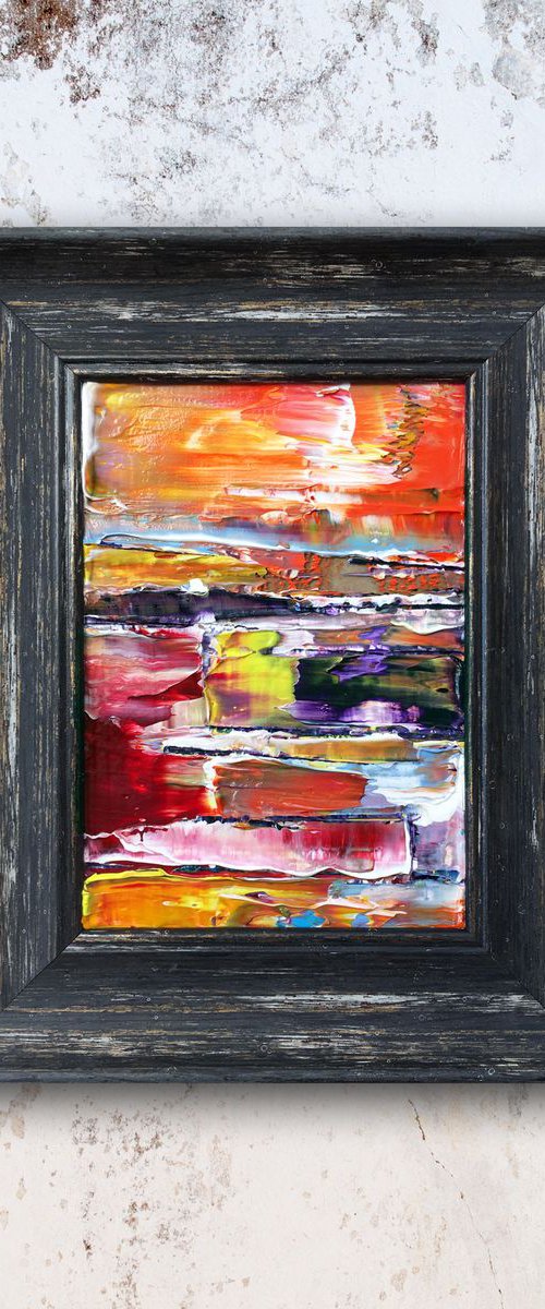 "Cobbled Together" - FREE USA SHIPPING - Original PMS Micro Painting On Glass, Framed - 8 x 10 inches by Preston M. Smith (PMS)