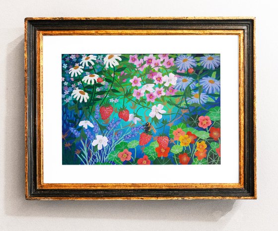 Strawberries and Bumble Bee