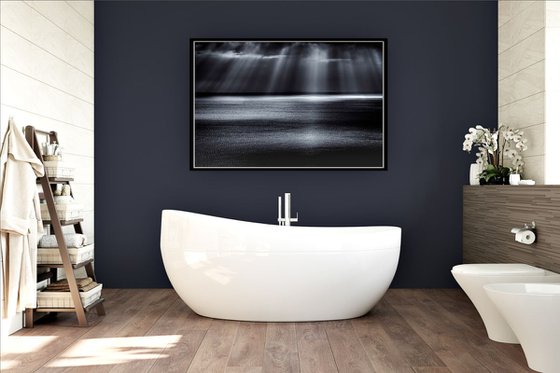 First Night - Black and White Seascape 60 x 40 inches Canvas