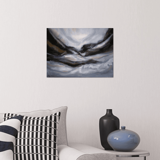 Black and White Seascape, Abstract Seascape Title - The Horizon Is Near