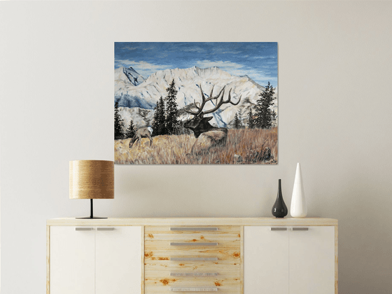 Landscape - Elk - Mountains - "The Golden Hour"