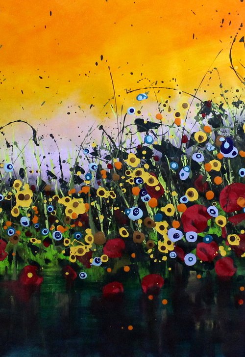 Take Me To The River #2 -  Large Original abstract floral painting by Cecilia Frigati