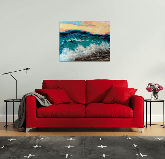 Seascape "Sunset over the sea"  Large Painting