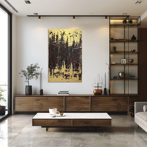 Greengold on grey 70x110x2 cm