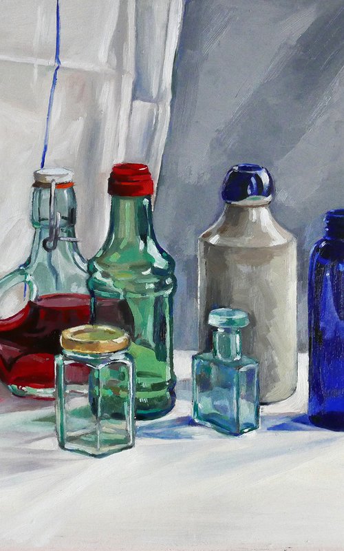 Still Life of Coloured Glass by Isabel Hutchison