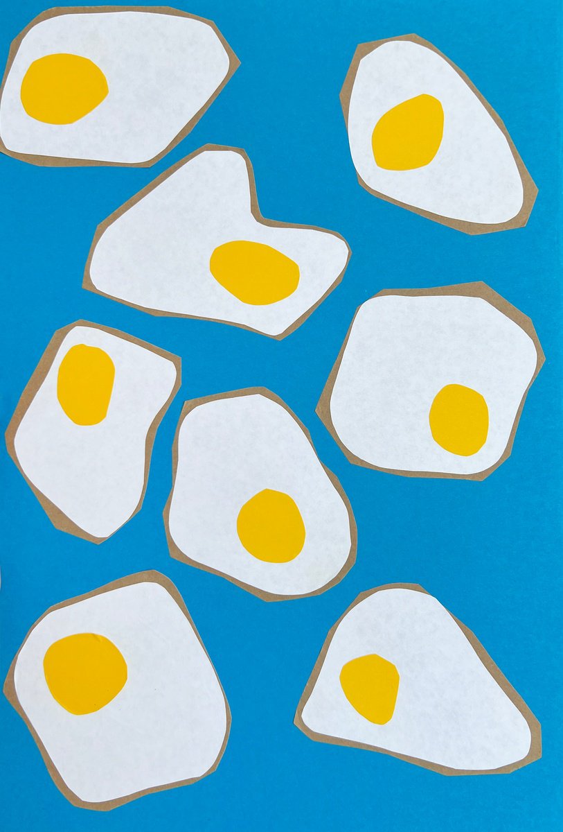 Fried Eggs on Blue Background by Sasha Robinson