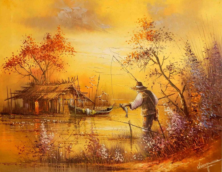 Old Fisherman Oil Painting By Voineagu Ion Artfinder