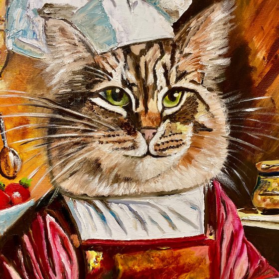 Pizza maker. Cat pizzaiolo