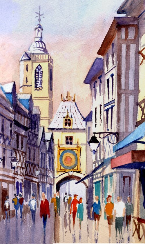 Rouen, Normandy, France. Le Gros Horloge. by Peter Day