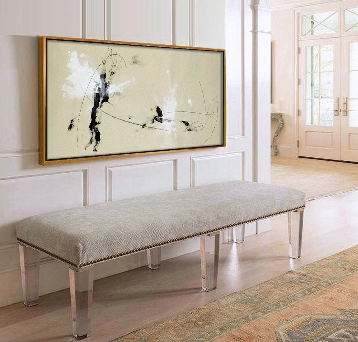 Abstract Oil Painting By Hugh Abernethy, 36 X 15, Viummm., Original Artwork