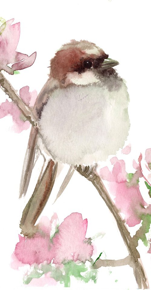 Sparrow Bird and Spring by Suren Nersisyan