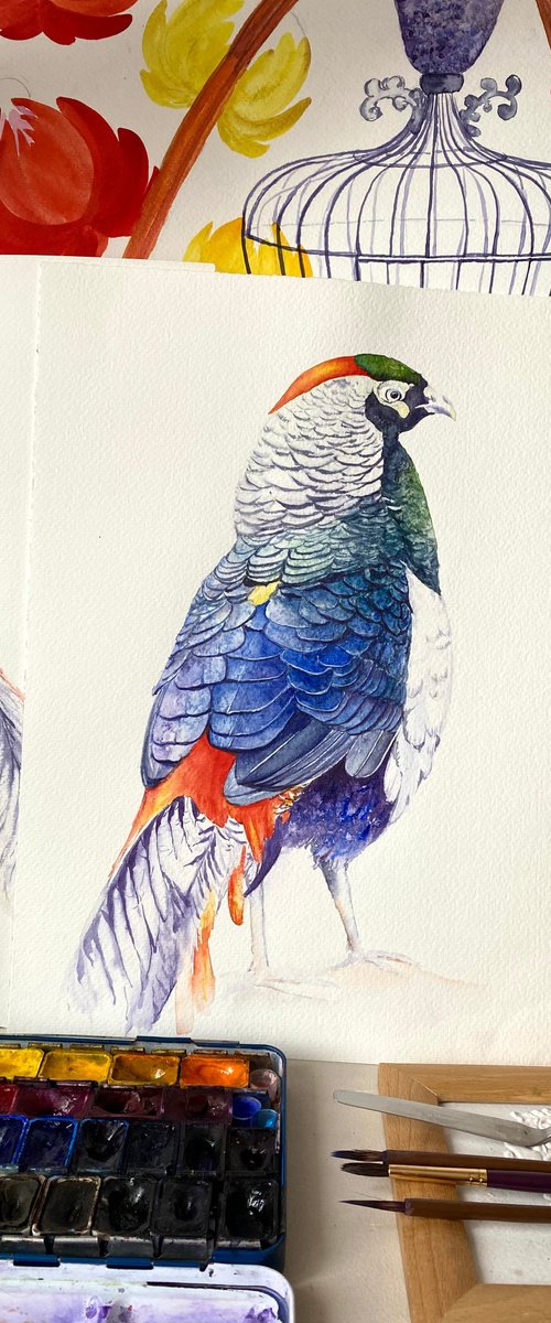 Set of three pheasant by Tetiana Savchenko