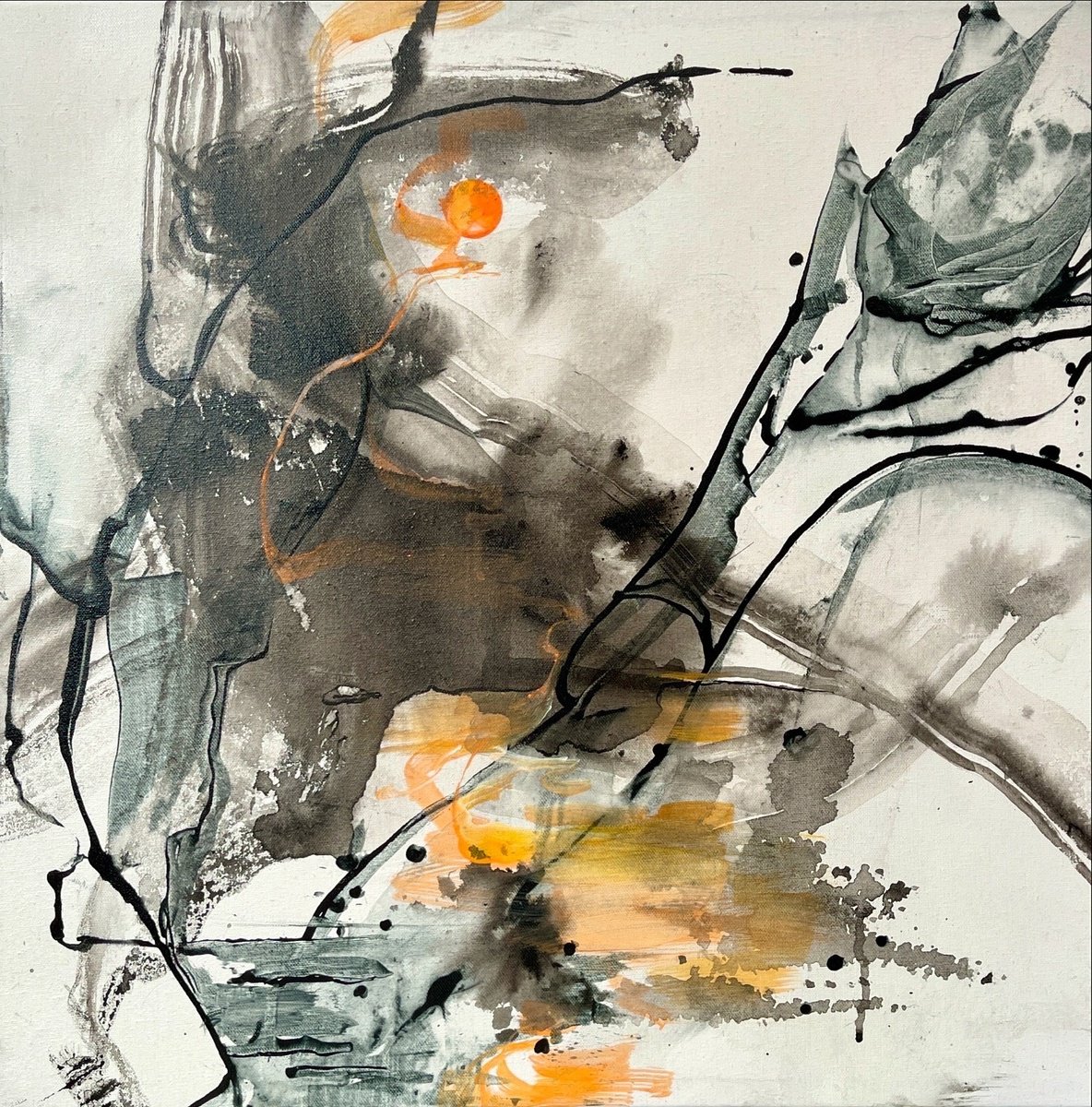 Abstract Acrylic Painting By Tina Ding, 25 X 25", Universal 2, Original Artwork