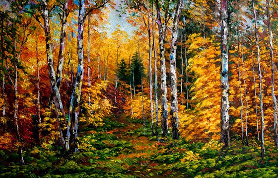 Birches in the autumn forest