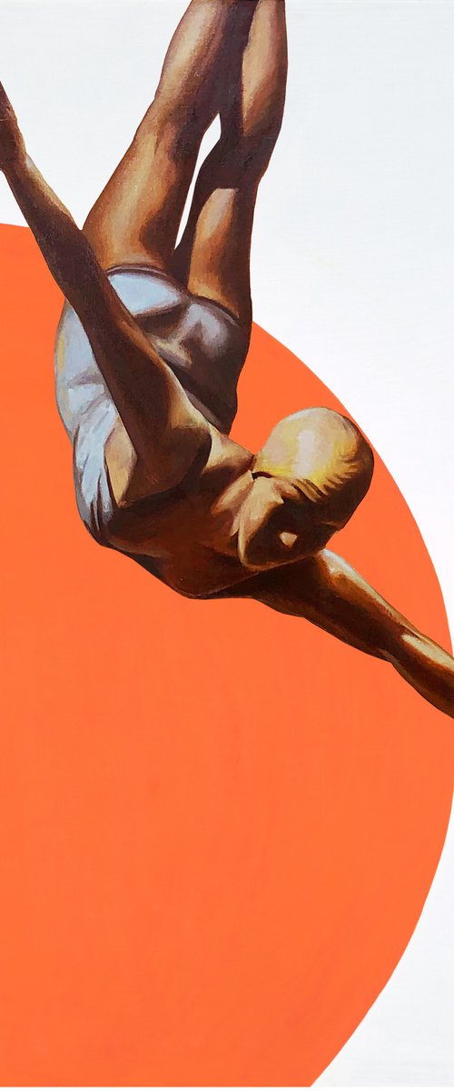 Limited edition 1/10 Golden jump on orange by Anastassia Markovskaya