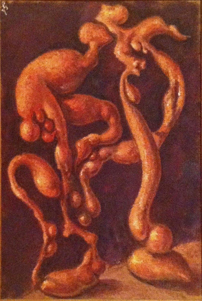 Expressive Abstract Oil Painting By Lia Chechelashvili, 15 X 20", Kiss, Original Artwork