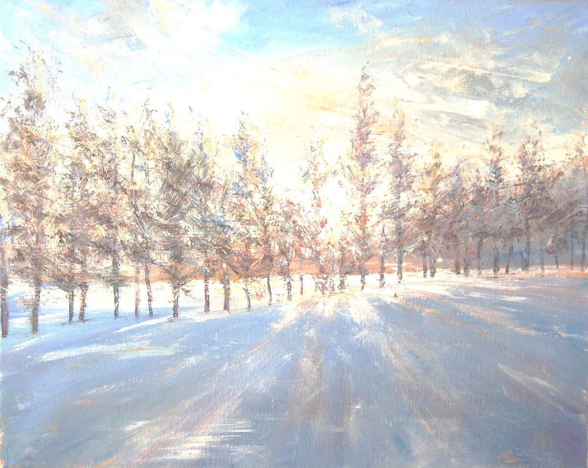 Winter sunset by Mikhail Nikitsenka