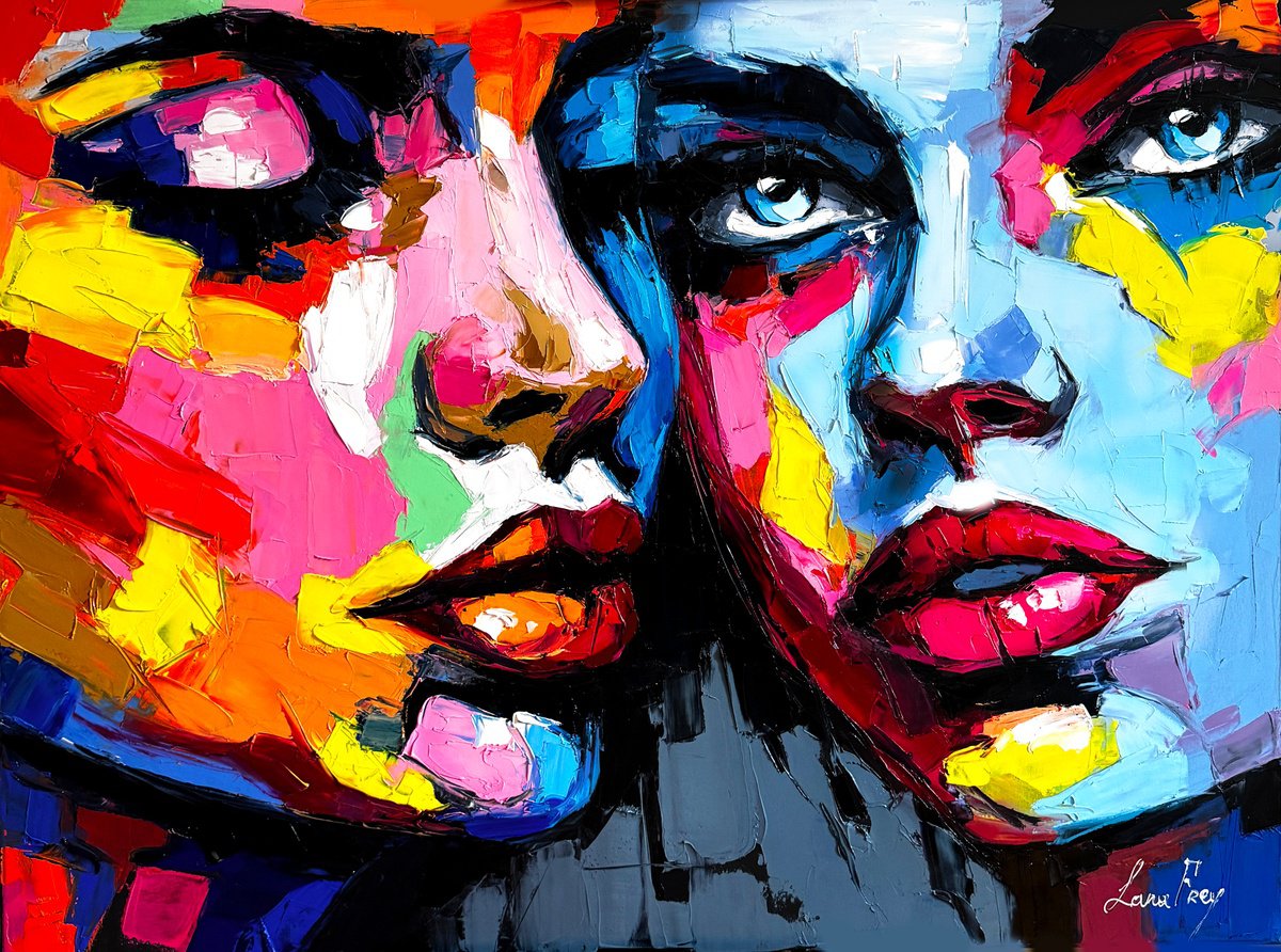 Expressive Portrait Oil Painting By Lana Frey, 47 X 35", Under The Whisper Of Mystery, Original Artwork