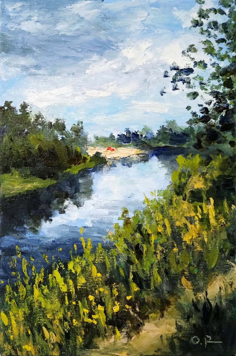 Impressionistic Landscape Oil Painting By Oleh Rak, 8 X 12", Near The Village Of Vorony, Original Artwork