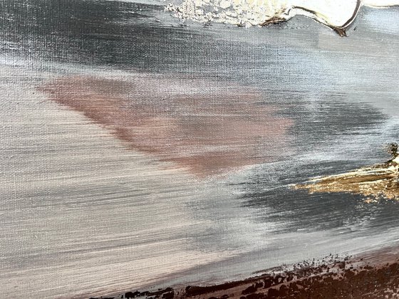 Textured gold and silver relief