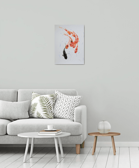 Feng Shui Koi wall art, 9 Koi fish