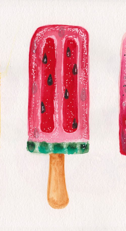 "Hello Summer!" watercolor painting on paper, wall art, interior art, interior design, gift, food art. by Alexandra Dobreikin