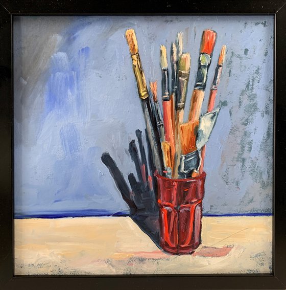 Still life. Artist paint brushes.