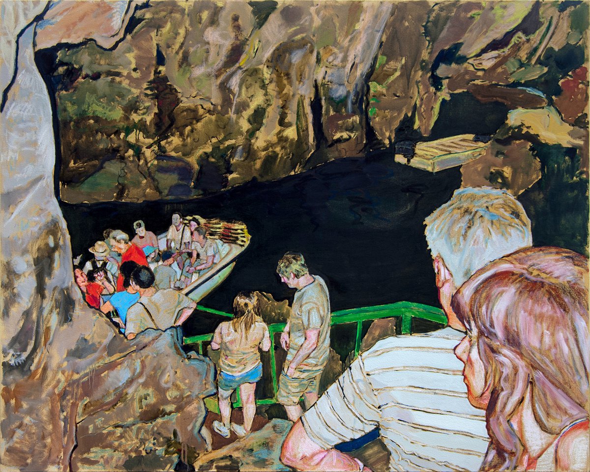 Impressionistic Portrait Oil Painting By Ishai Rimmer, 59 X 47, Cave (Descending To Styx), Original Artwork