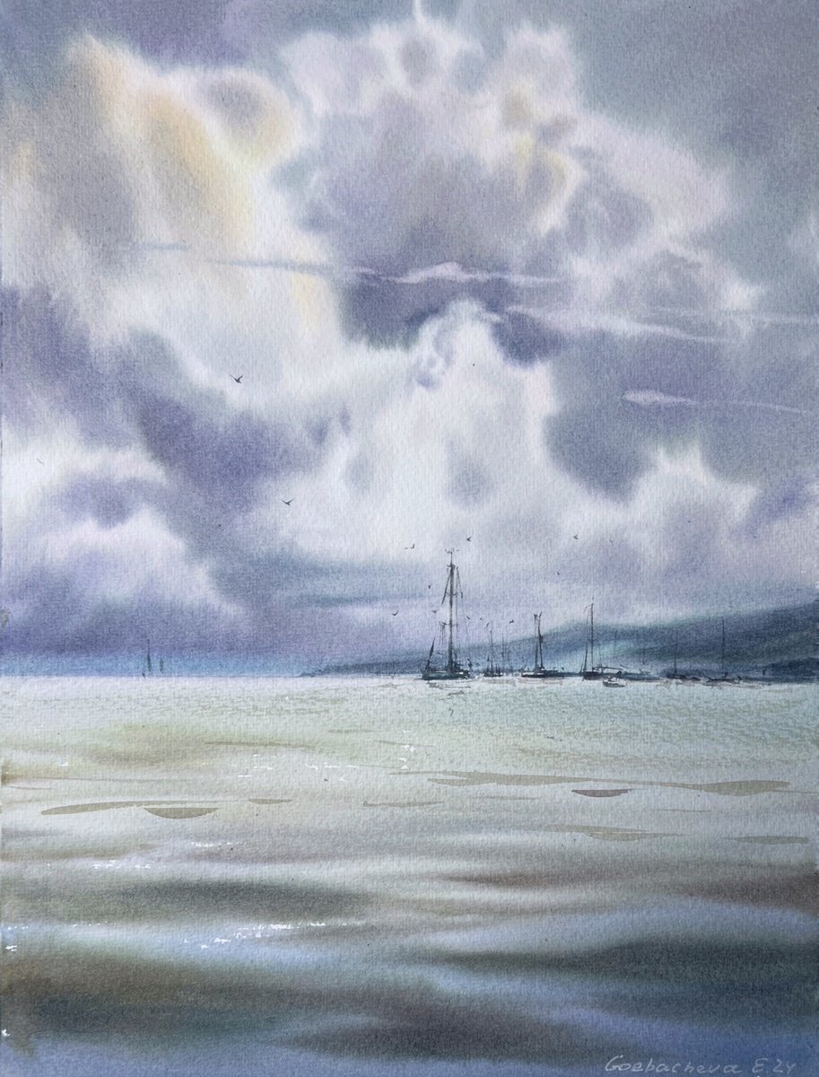 Impressionistic Watercolour , Cloud Kingdom By Eugenia Gorbacheva, 9 X 12, Artwork For Sale On Artfinder