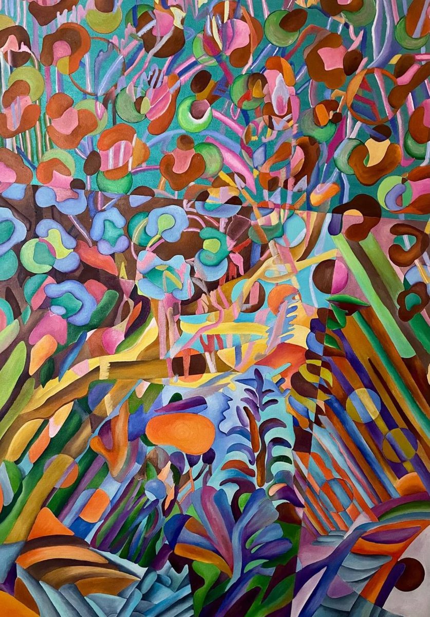 Organic Abstract Oil Painting By Tatiana Fedorovskaya, 47 X 71", Ethiopia Mood, Original Artwork